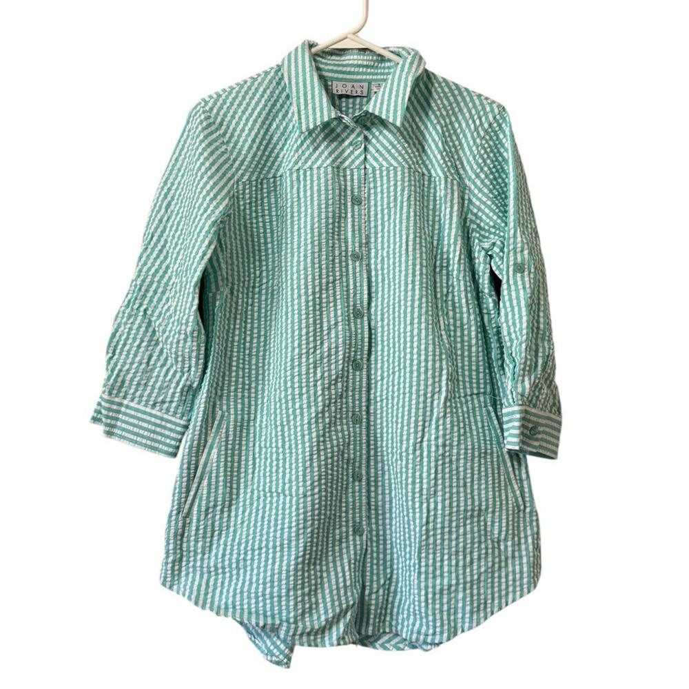 Joan Rivers Women Size Small Button Down Tunic Shirt Buttons On Back City Office